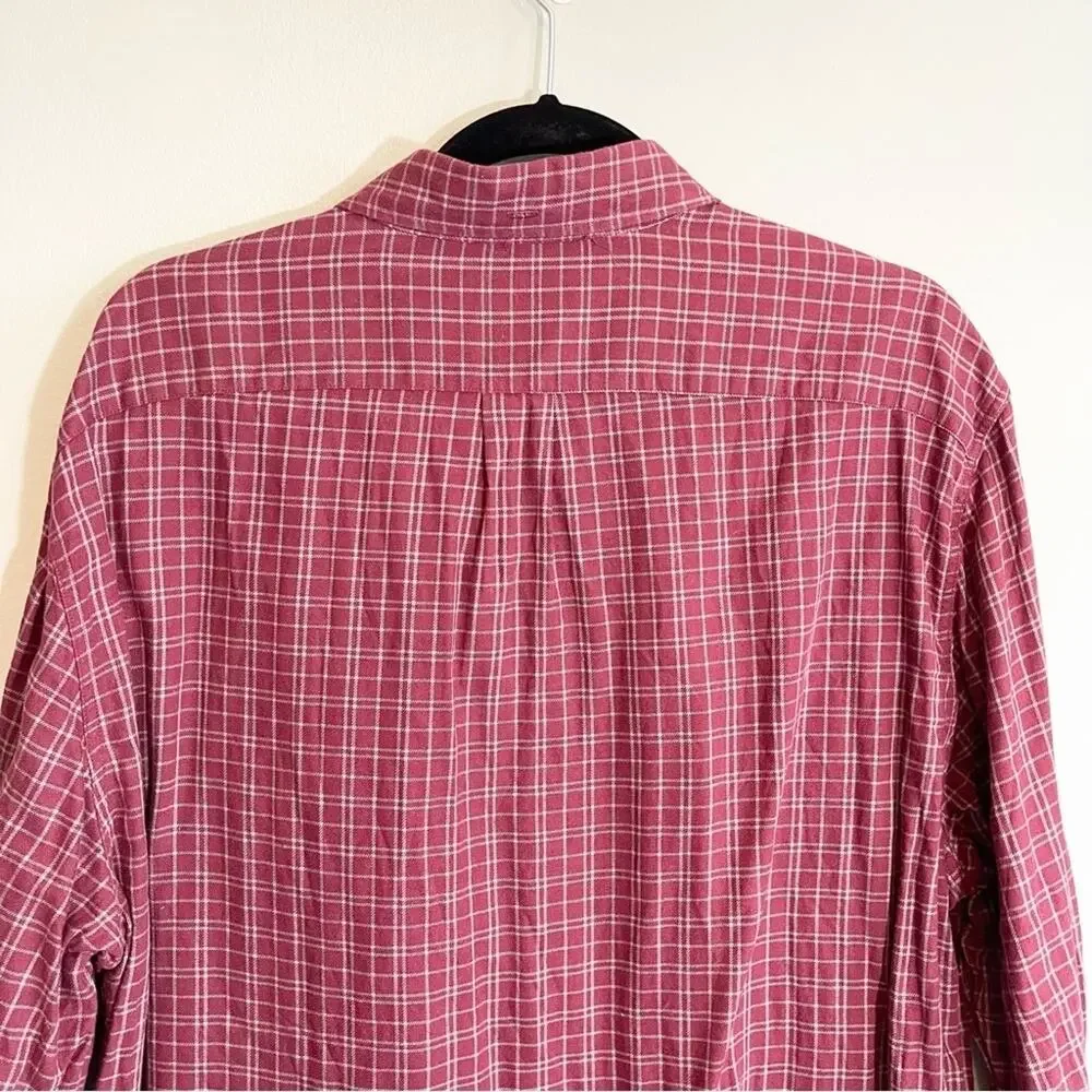 J. Crew Men's‎ Maroon Plaid Flannel Button Down Size XL